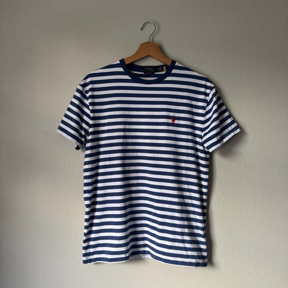 Polo Ralph Lauren Classic Fit Striped T Shirt Blue White Mens Small
